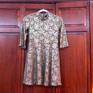 gold cheeta print girls size 10/12 (kids) dress